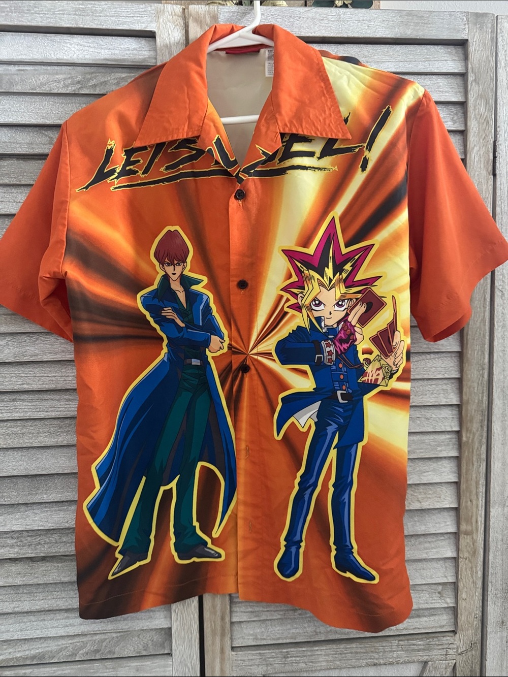 168. Orange Polyester boys Yu-Gi-Oh! Graphic Short-Sleeve Shirt size large 14-16